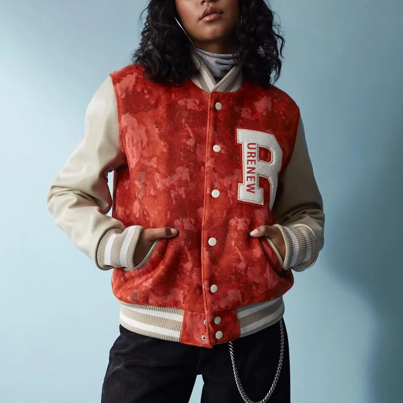 Varsity Jackets Winter Custom Logo Cool Style Fleece Baseball Bomber Leather for Men Slim Corduroy Fabric Winter Clothing O-neck