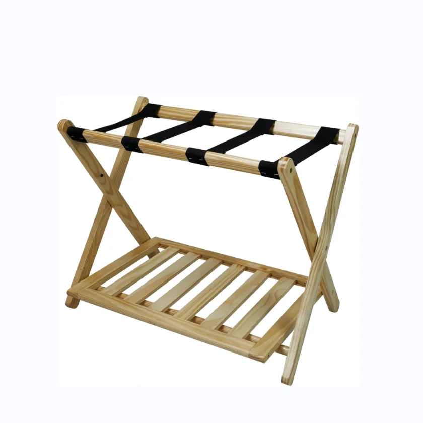 Bamboo Folding Luggage Rack Suitcase Stand Gift Customized Box Logo Style Packing Furniture Hotel