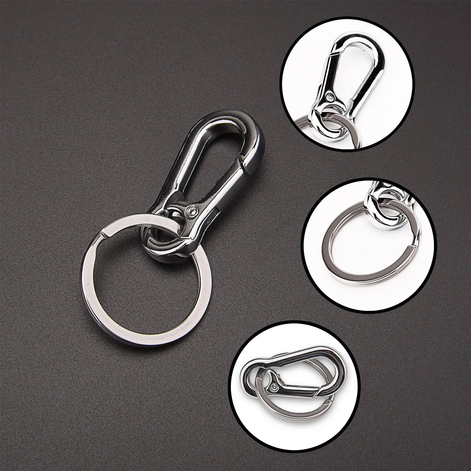 Metal Keyring Keychain Key Ring Chain Holder Organizer for Car/Key Finder, 3 Pack