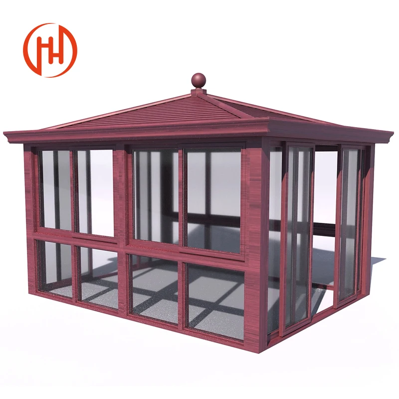Wholesale Outdoor Garden Sunroom Tempered Glass Small Tiny House Sunny Villa Aluminum Frame Sunshine Glass Sunrooms