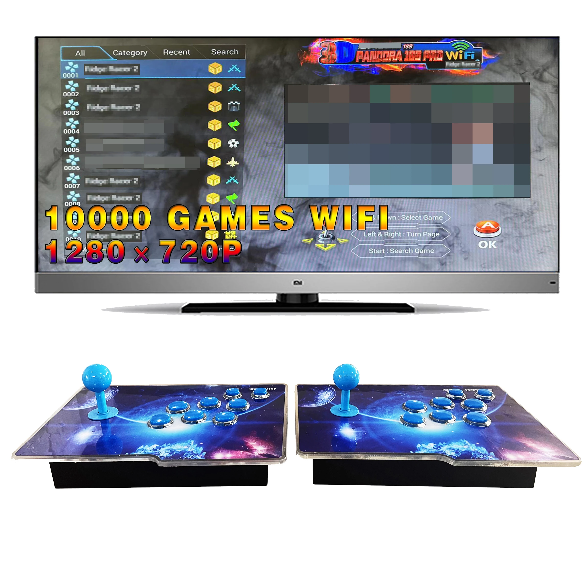 10000 in 1 split Pandora Arcade 18s pro Wifi Box 64g S812 12-core game processor Advanced retro arcade game console