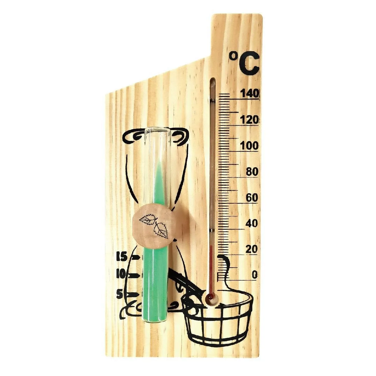 Wooden Dial Hygrometer and Thermometer Sand Timer Hygrometer Thermometer Hourglass for Sauna Room Household Thermometers