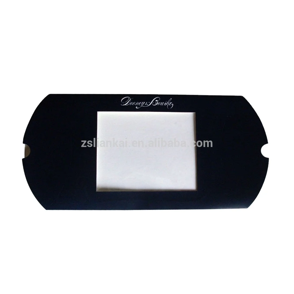 Matte Black Card Pillow Box Coated Paper for Packaging and Gift Wrap Recyclable Stamping Accept Glossy Lamination Customized