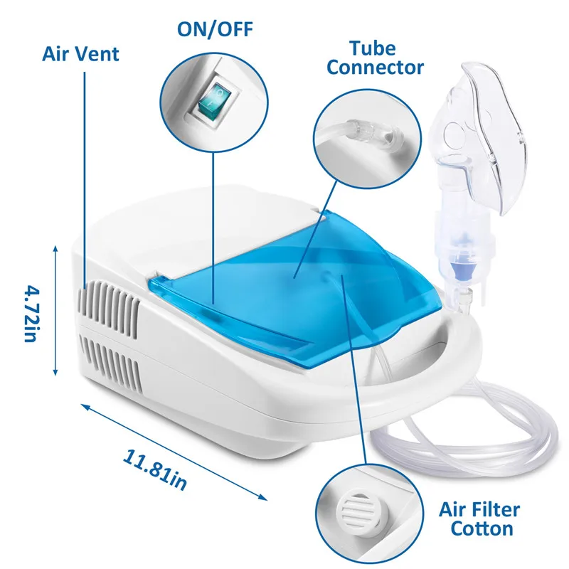 CE approved low noise compressor nebulizer with accessory children adults inhalator medical nebulizer machine