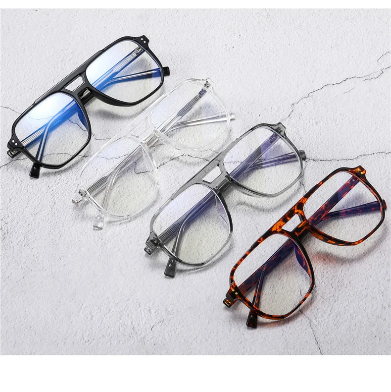 Wholesale High Quality Eyeglasses double bridge glasses frame TR90 Anti Blue Light Optical Glasses