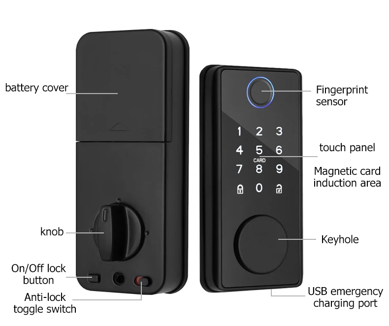Sinovo Automatic Smart Fingerprint Deadbolt Door Lock With Keyboard Keyless Sliding Password Digital Tuya TT Door Lock