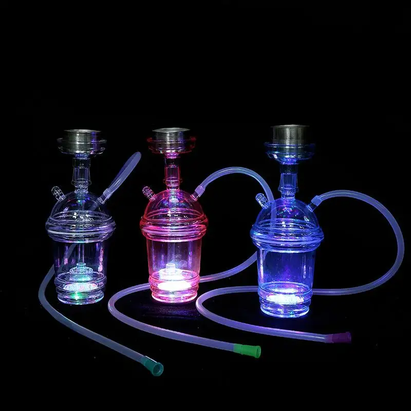 Luxury Hookah Lighter Cup Design LED Light 1 Hose Hookah with Accessories Set Shisha a Complete Set