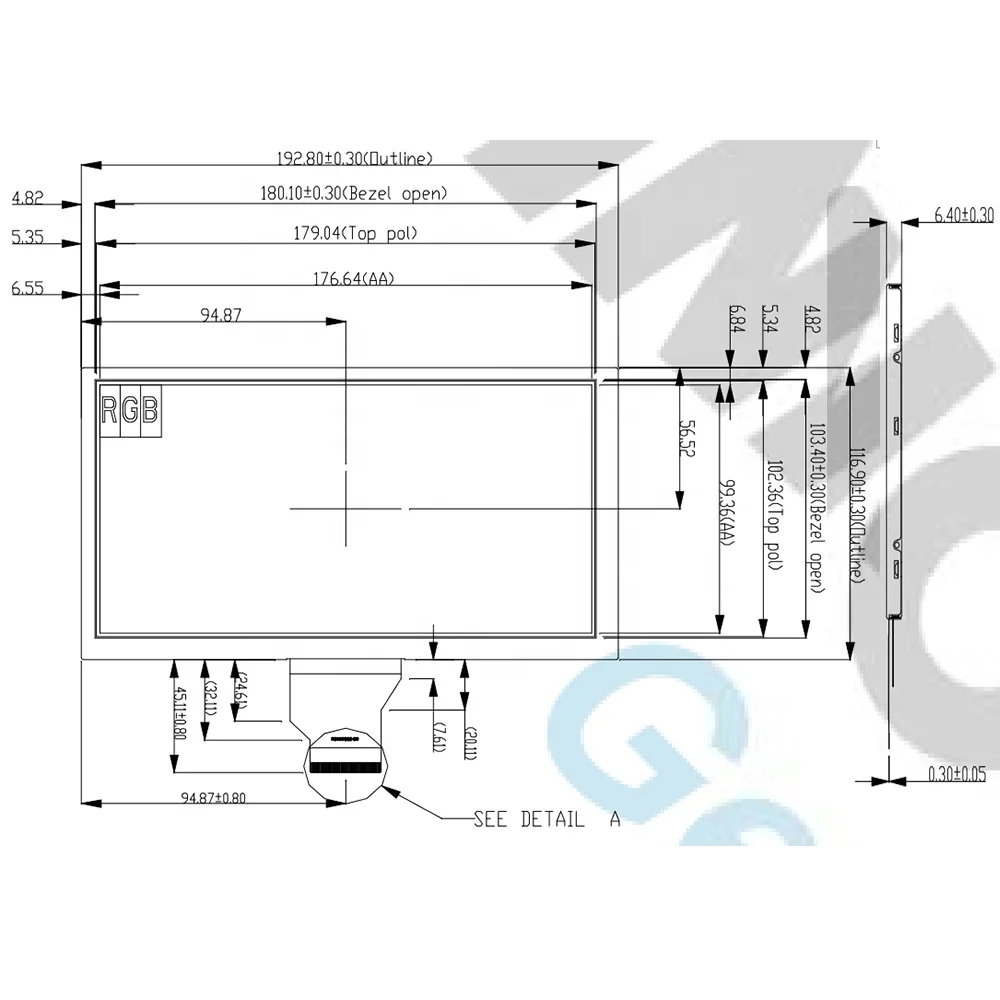Industrial grade 8 inch 800x480 panel original AT080TN64 50 pin Digital interface tft display