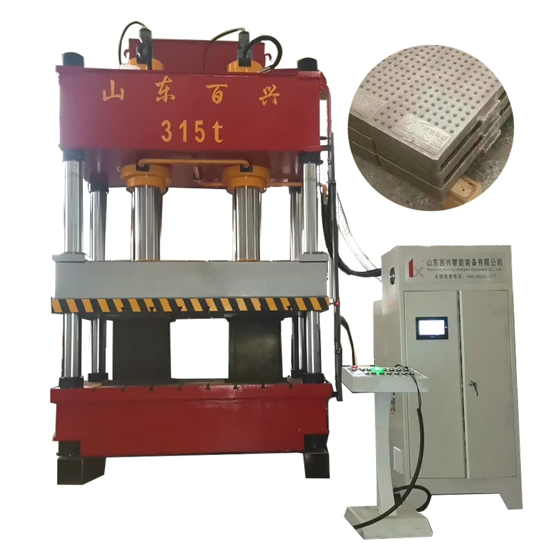315 tons three beam four column hydraulic press for resin manhole cover composite material trench cover forming