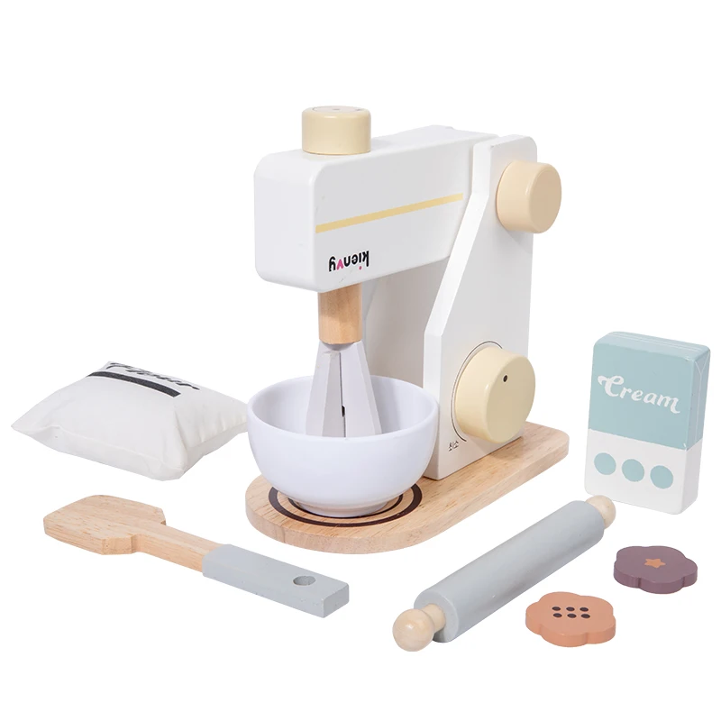 Wooden Toy Bake Cookie Mixer Set Play Kitchen Accessories Interactive Early Learning Toy