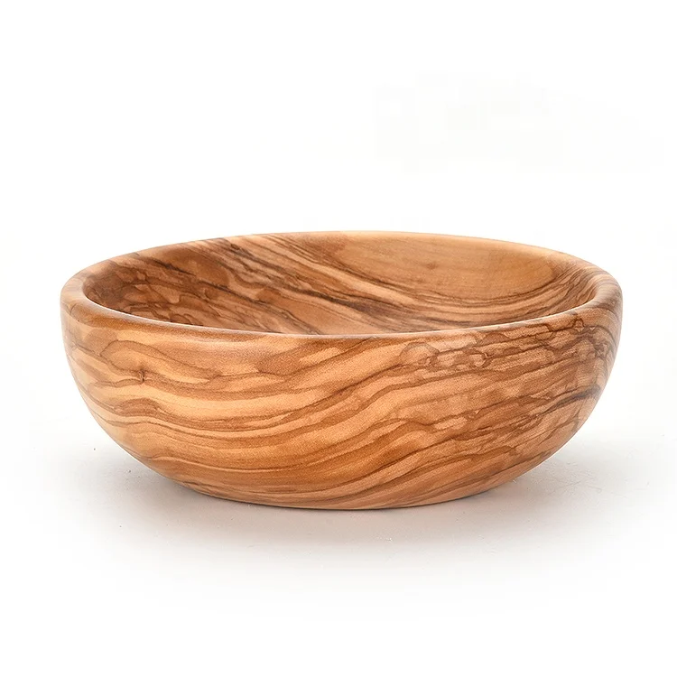 Graceful Wooden food dessert plate Grain Small Round Olive Wood Saucer Dish Japanese Dipping Seasoning Bowls