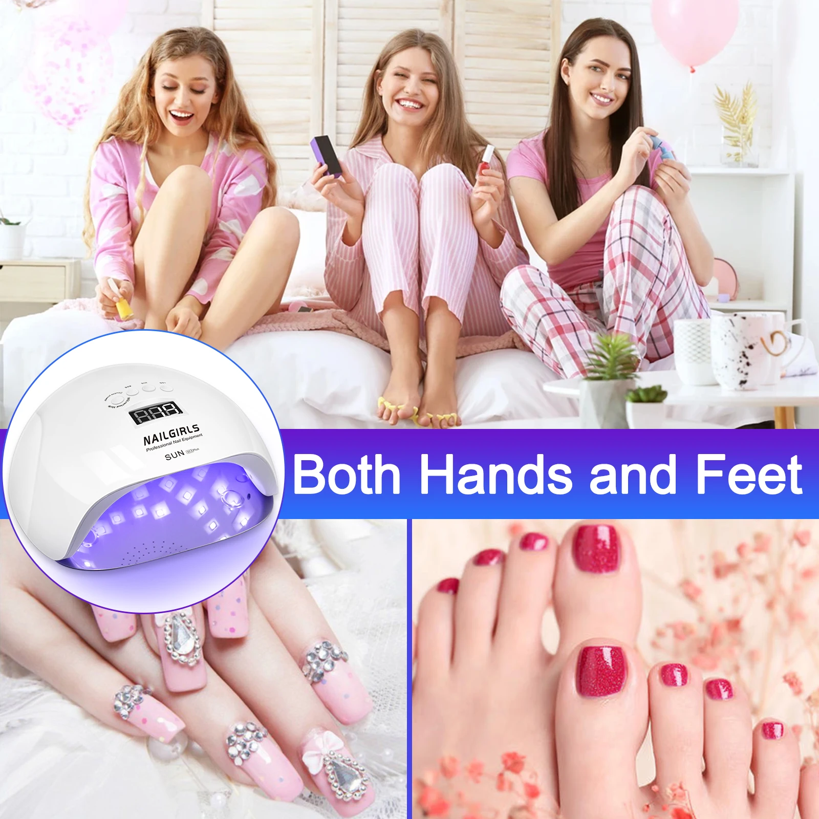 NailGirls профессиональная 150 Вт УФ Светодиодная лампа для ногтей 4 таймера настройки и автоматический датчик сушки отверждения гель-лака дома