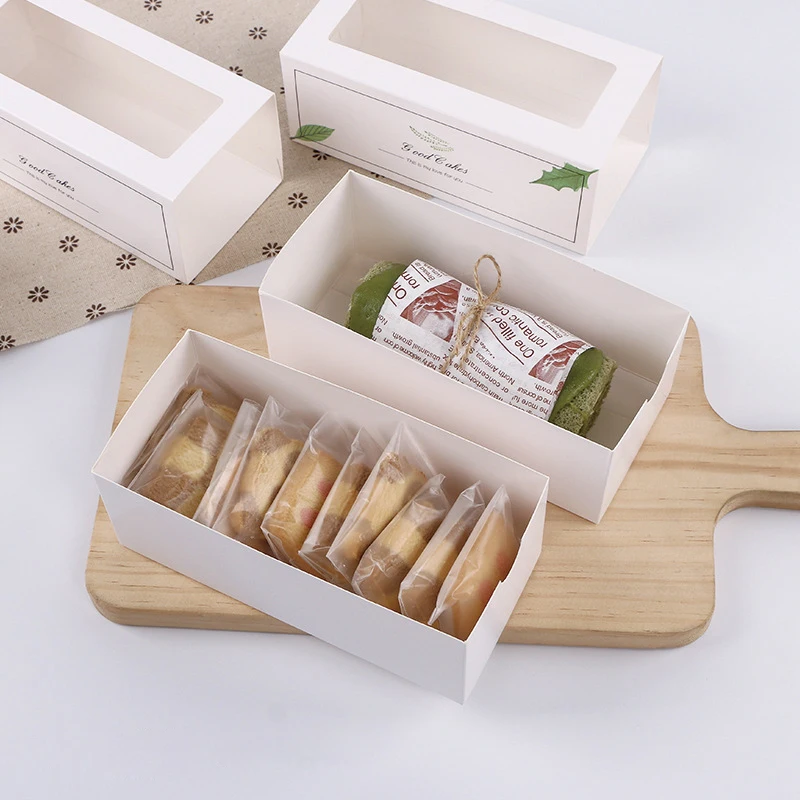 Drawer Style White Cardboard Paper Box Set Envelope Pastry Cookie Baked Packing Box Food Packaging with Window