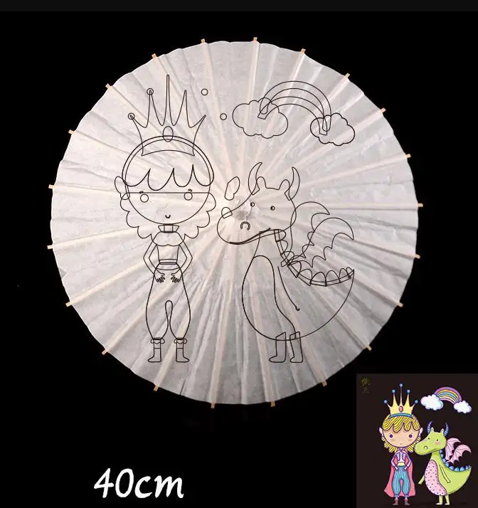 Mini Kids DIY Painted White Paper Umbrellas Art Small Handmade Handwriting Parasol Blank Oilpaper Drawing Printing Toy Umbrella