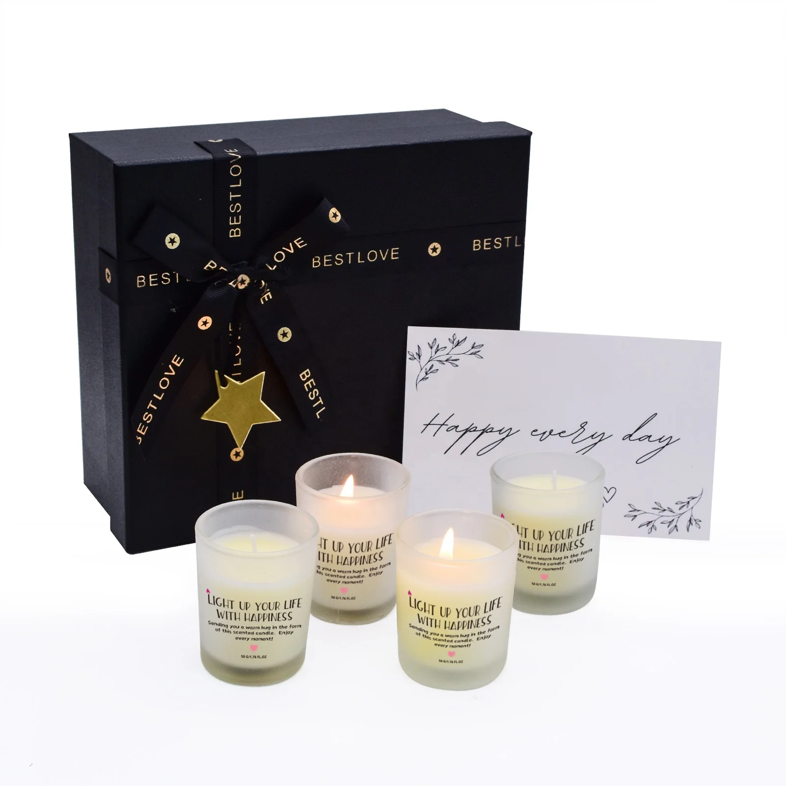 Lavender Woods Rose Sandalwood Whiskey Caramel Vintage Leather Scented Candles Set Men 4 Pack Mens Candle Gifts Set