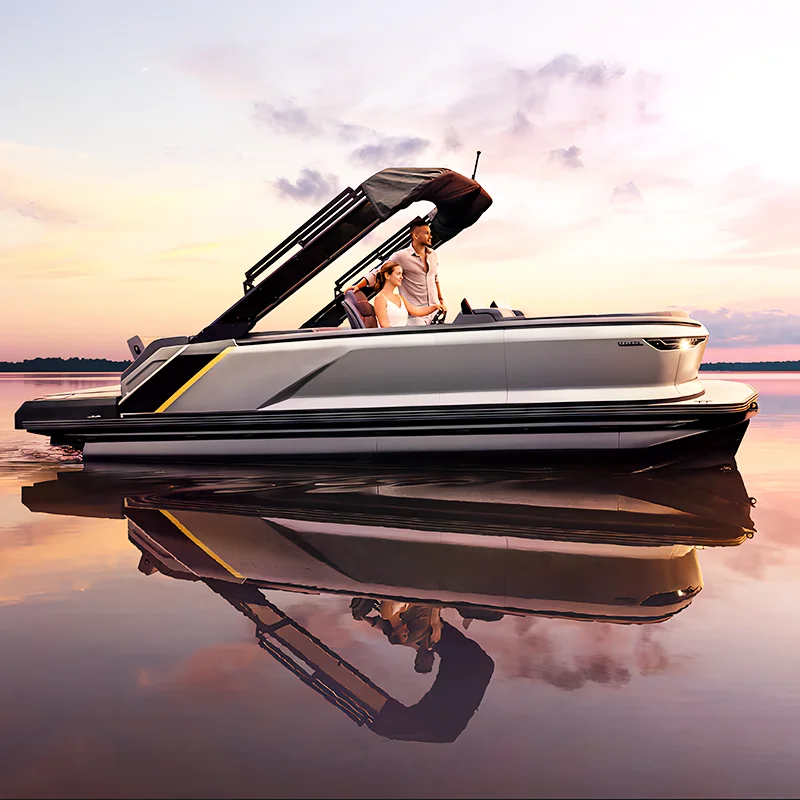 25ft 7.5m Lightweight Luxury Floating Aluminium Made Electric Fishing Party Catamaran Pontoon Boat For Sale