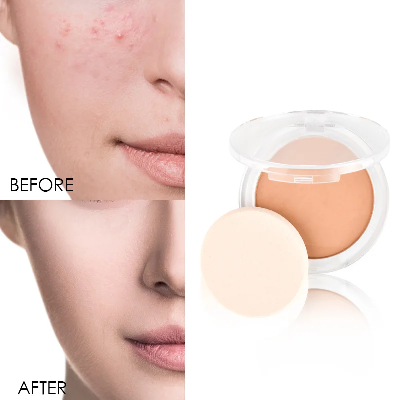 Custom Add Your Logo Setting Face Pressed Powder Vegan Compact Powder Face Makeup Foundation Private Label