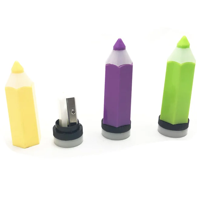 Factory cheap Pencil shape model Single hole  high quality plastic pencil sharpener for kids