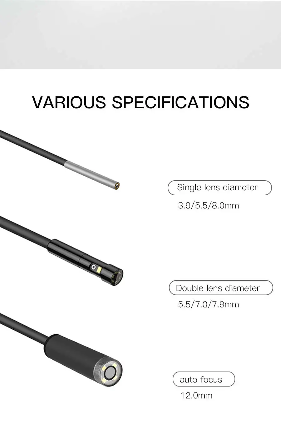 5mm Endoscope Camera Lens Double Lens Endoscope Inspection Camera For Pipes