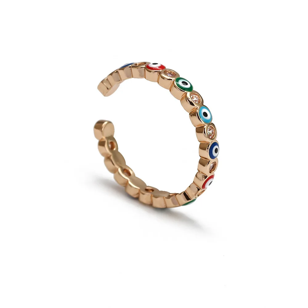 New Fashion Jewelry Rings Adjustable Rainbow Turkish Eyes Open Ring  Evil Eyes Rings For Women Men