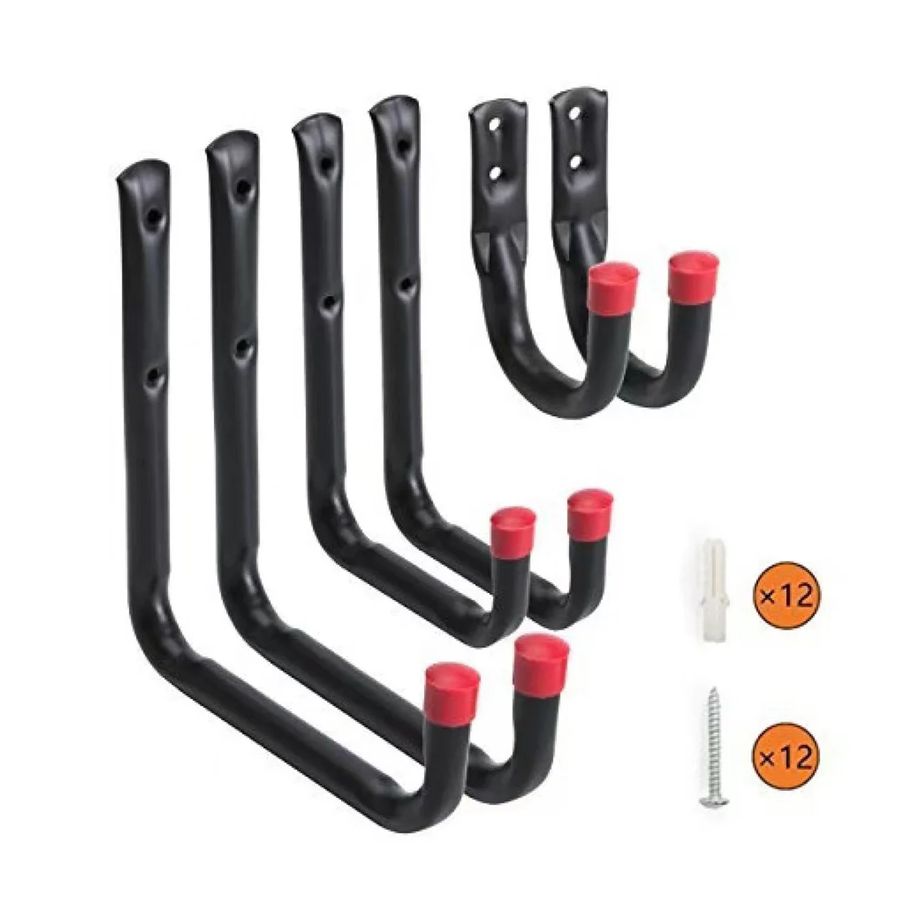 Black Spray Red Rubber Jacket Utility Organizer Heavy Duty Storage Wall Hangers Ladder Hooks For Garage Three Sizes