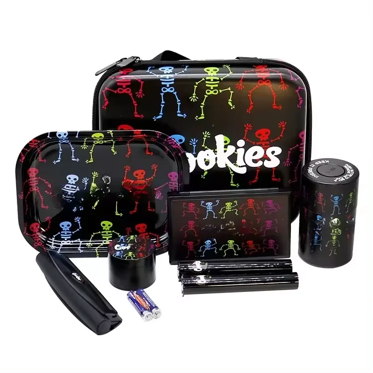 Free Samples Wholesale 7 in 1 Smoking Accessories Set Cigarette Herb Rolling Tray Grinder Smoking Kit Set