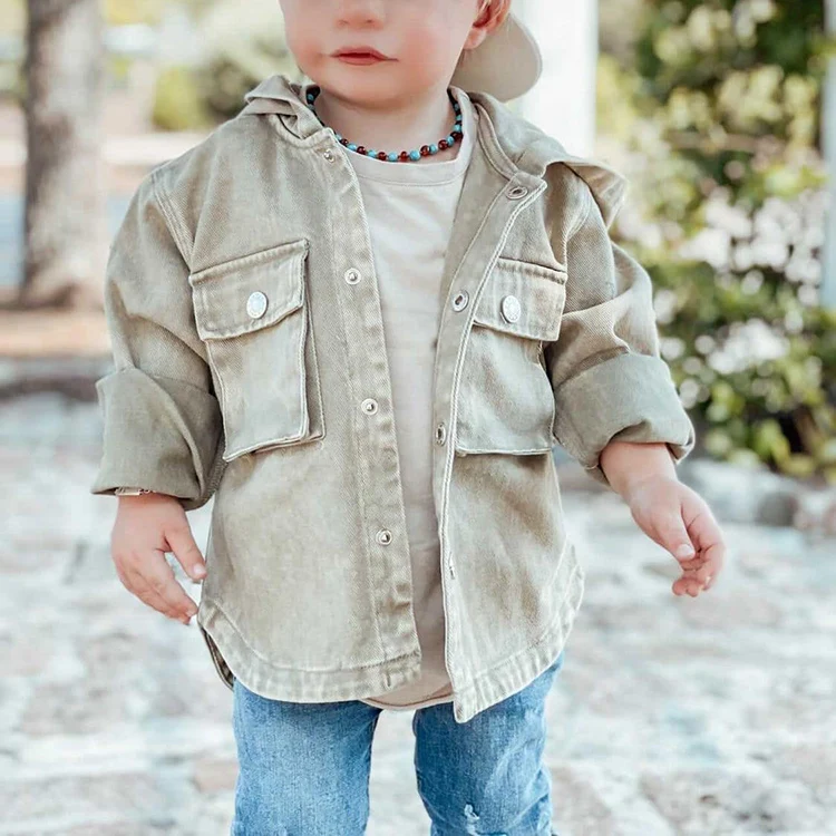Custom Canvas Cotton Boys Jackets Denim Baby Hooded Jackets