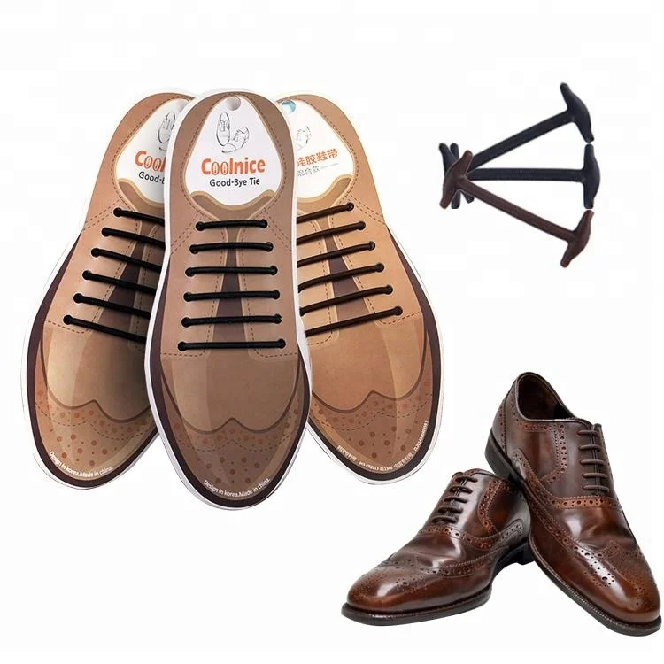 Flat smart Coolnice branded lazy silicone leather shoe laces