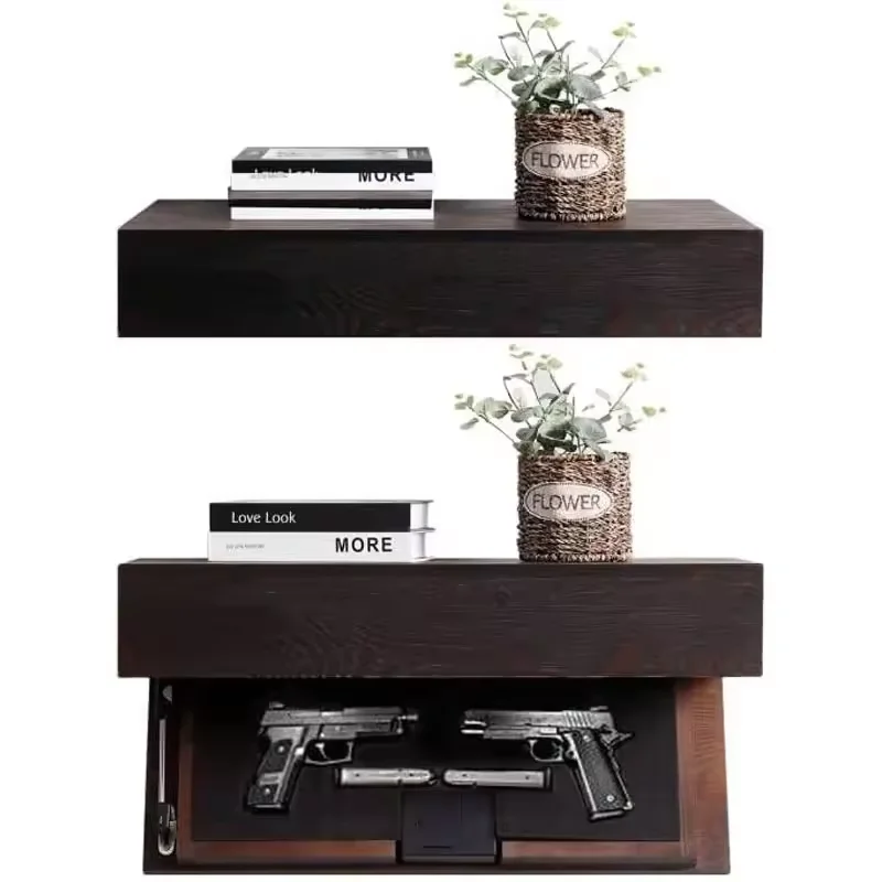 Husband Gift-Rustic Floating Shelf with Hidden Compartment for Storage Wall Shelves for Living Room Decor