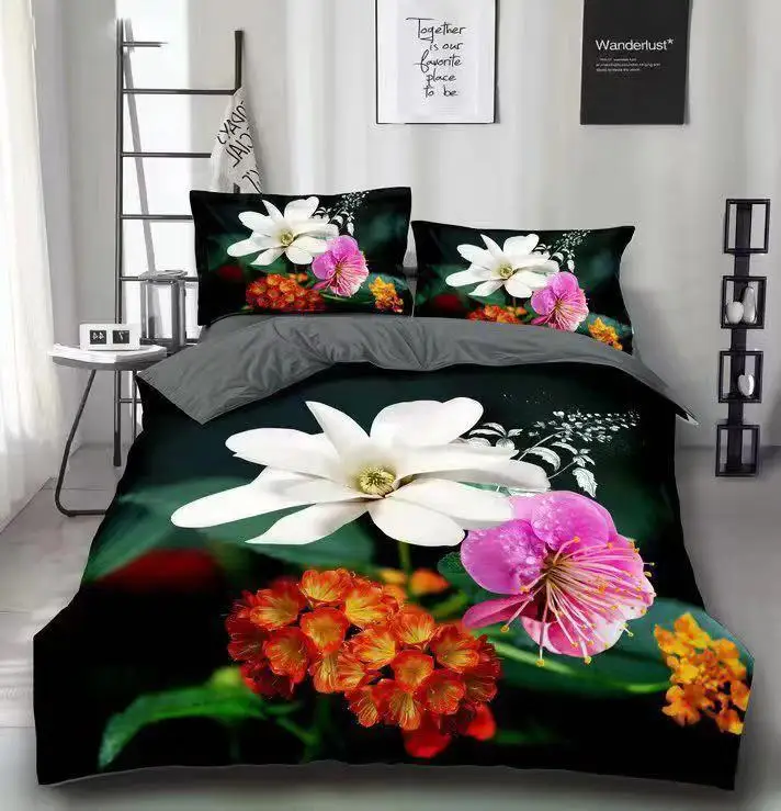 3D flat screen disperse printing polyester bedsheet fabric