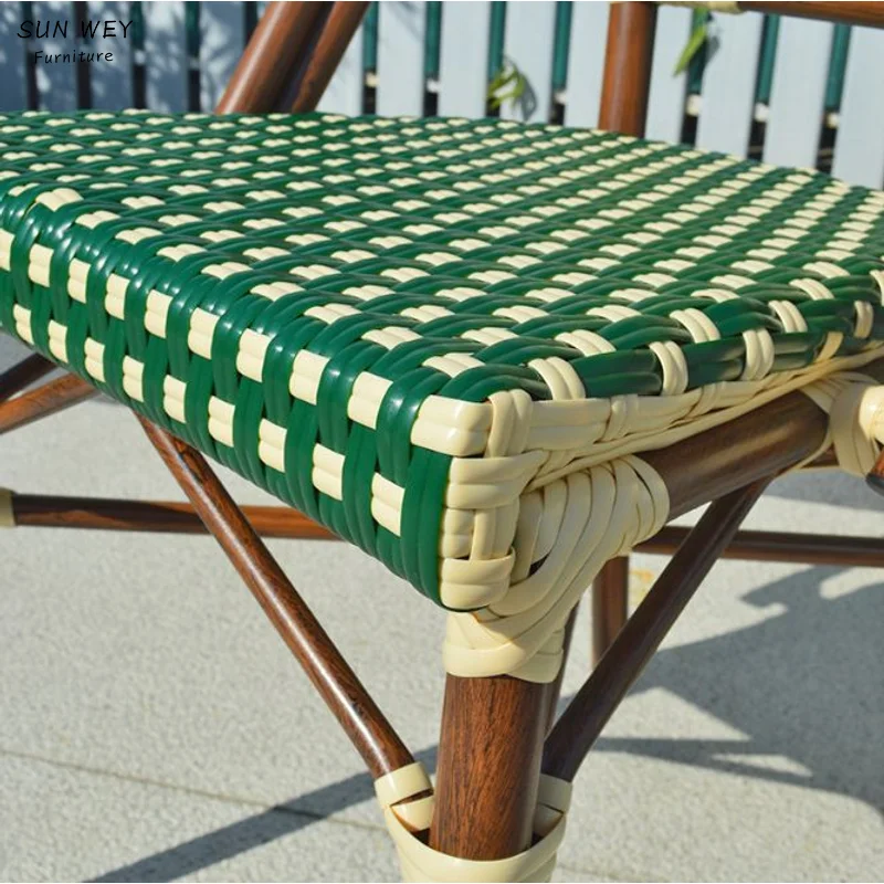 Outdoor Balcony Casual Rattan Bistro Chair Outdoor Backrest Rattan Designer Cafe Modern Simple Restaurant French Table And Chair