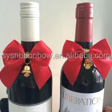 wholesale custom gold pre-tied satin ribbon bow with elastic loop