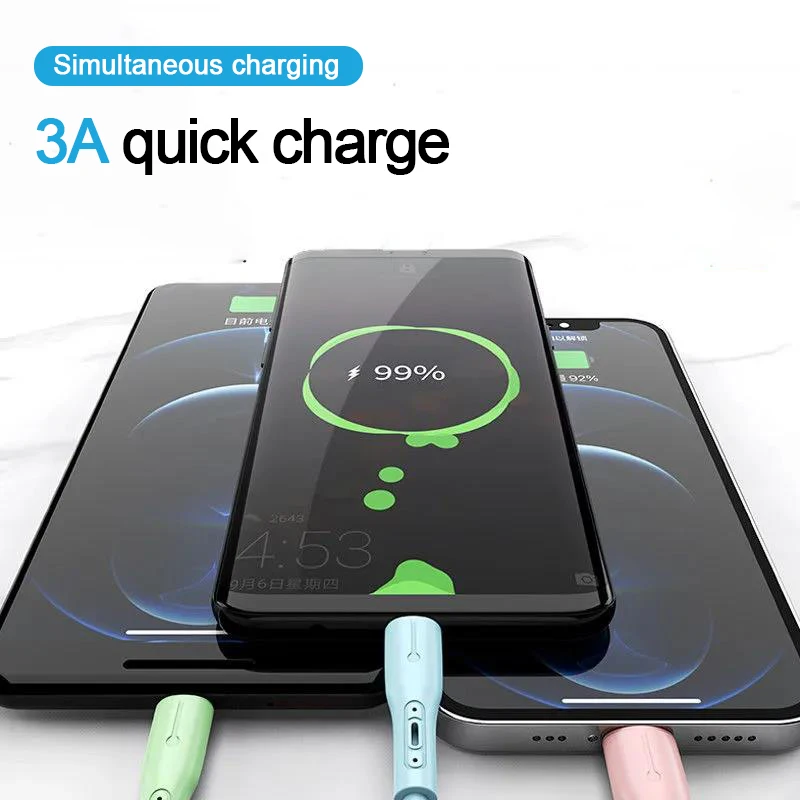 Новое поступление 1,3 м TPE Быстрая зарядка 3 в 1 usb зарядный кабель usb для iphone type c micro usb кабель
