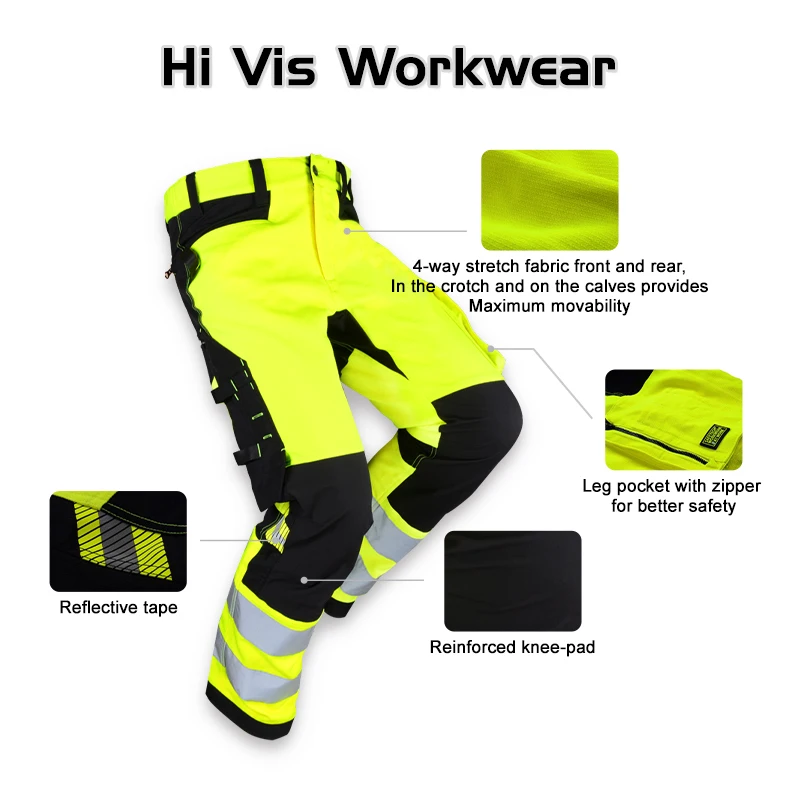 High Quality Personal Protection Tear-Resistance Work Pants High Visibility Waterproof Trousers Reflective Safety Pants