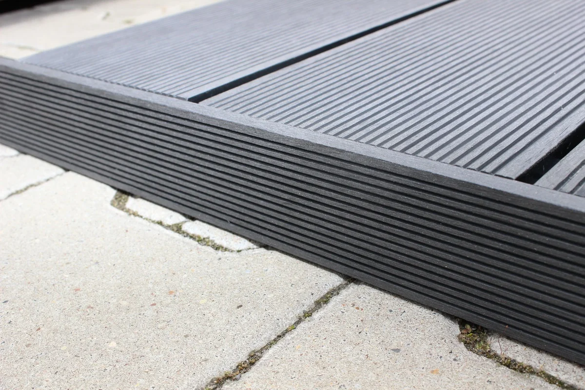 Wood Plastic Composite Decking TPE Co-Extrusion Edging WPC Floor Corner Wrap 150*12mm XFQ035