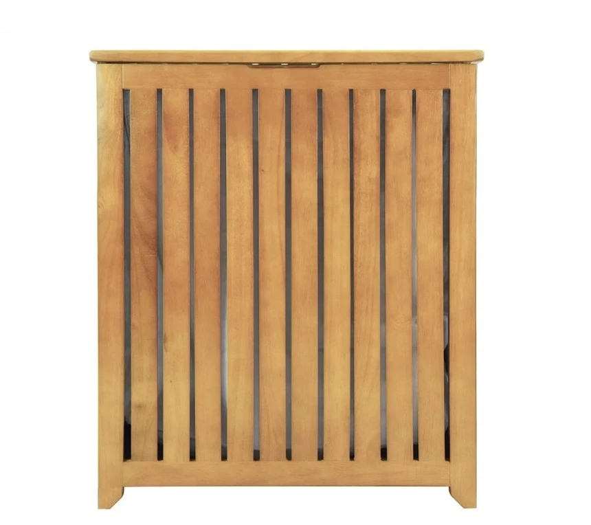 Bamboo Laundry Hamper Solid Storage Bathroom Basket with Lid Dirty Clothing Organizer Container