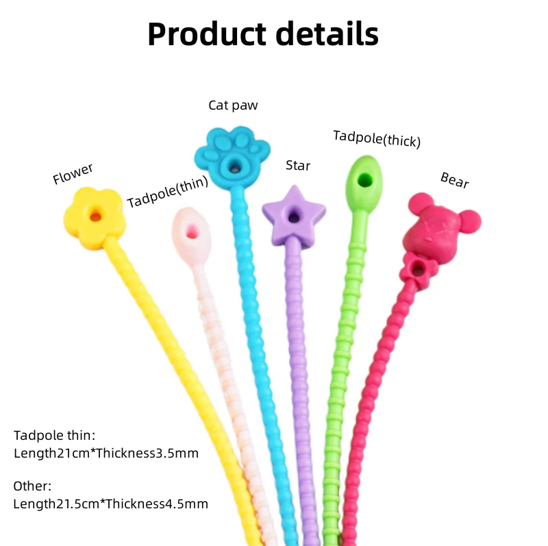 Silicone Cable Twist rope Binding rope, Reusable Fastening Rubber Wires Ties, Silicone Management Ties Cord Straps Organizer