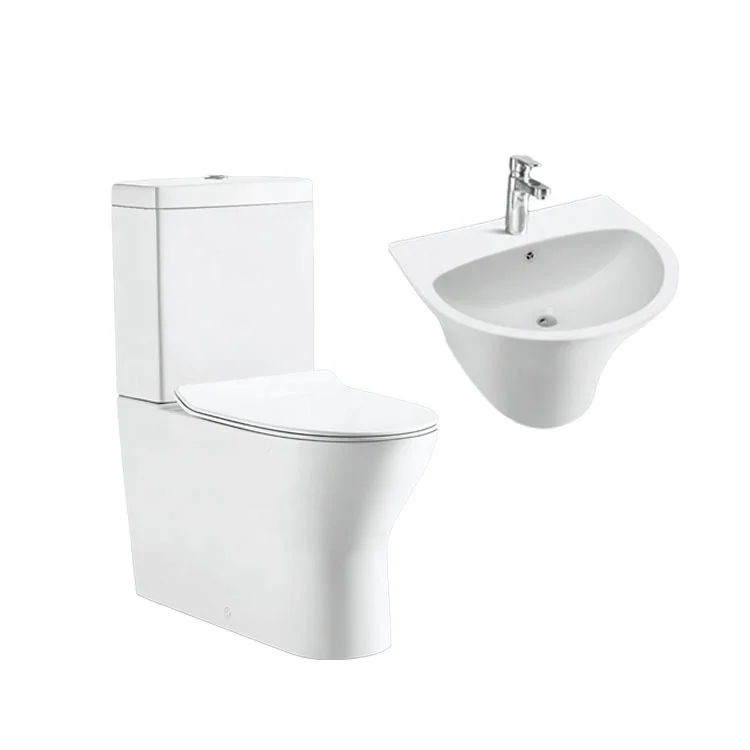 Medyag Sanitary Ware Bathroom Ceramic WC Two Piece Toilet Basin Sets Wall Hung Sink Bathroom Sets Back To Wall Toilets Sets