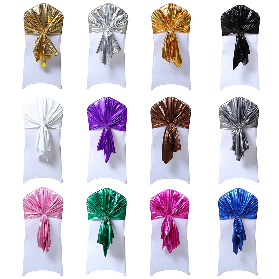 
wholesale metal metallic spandex chair covers chair sashes for wedding events party decoration 