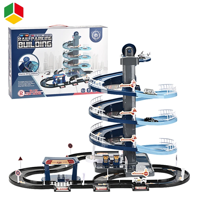 QS High Quality Parking Lot Toy Mini Metal Cars Electric Alloy 4 Layer Building Parking Lot Garage Slot Cars Toys
