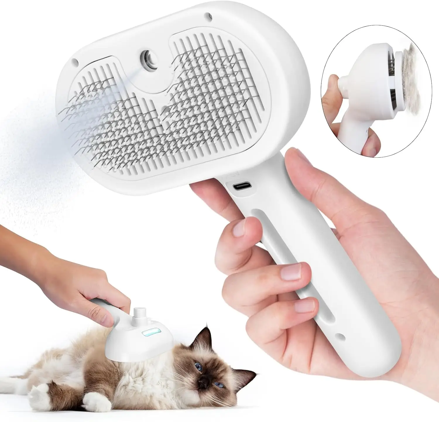 Cat Brush With Water Tank Pet Grooming Brush Massage Comb Remove Static Flying for Cat Dog Cleaning Skin Care