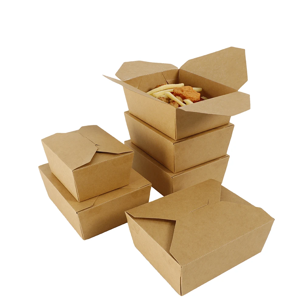 Disposable Food Grade Custom Made Kraft Takeout Food Paper Boxes