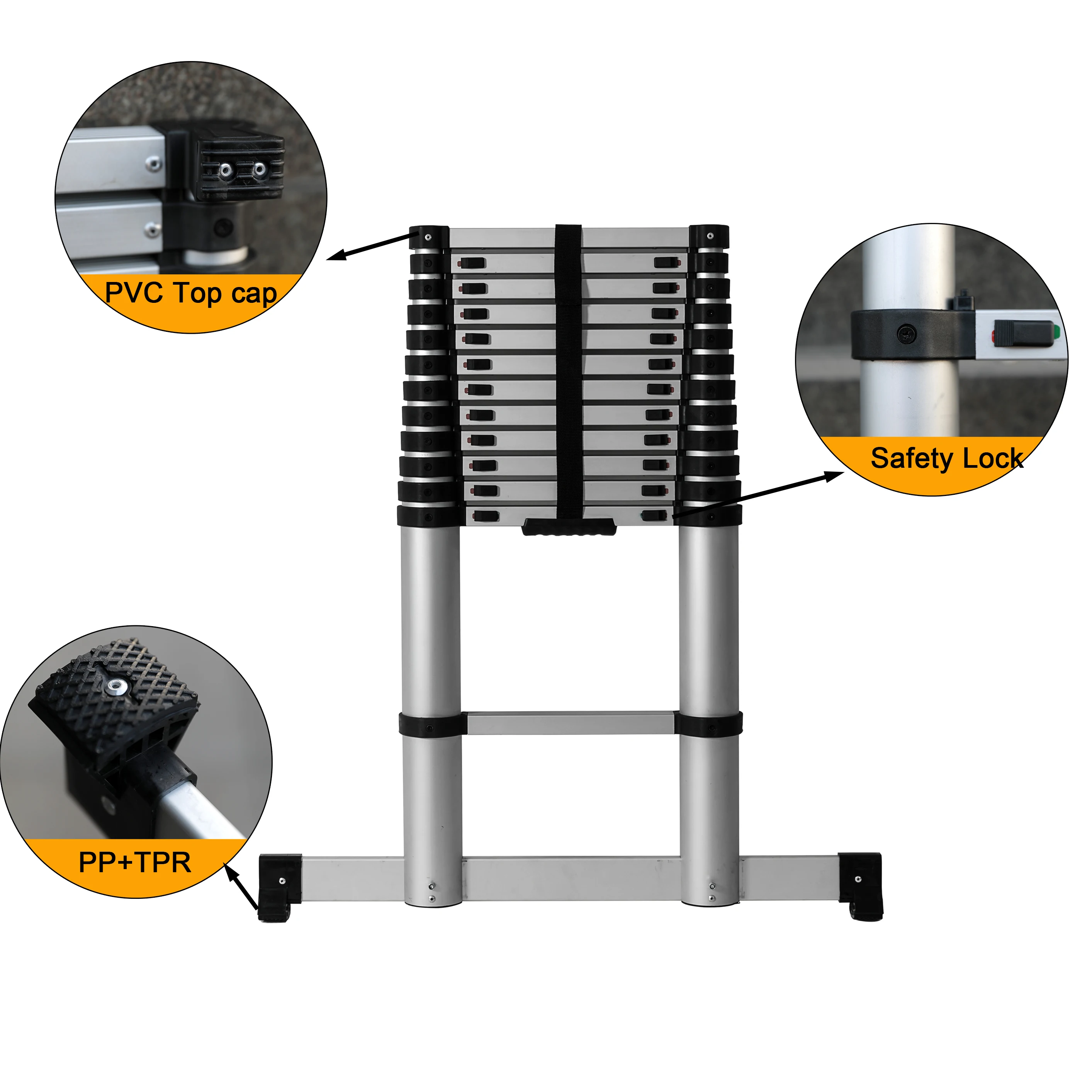 Multi-purposedouble sided telescopic ladder rubber feet