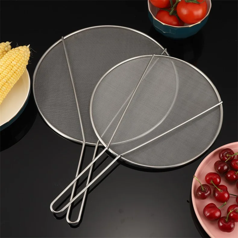 Simple Stainless Steel Splatter Screen for Cooking Mesh Pot Lid Cover Grease Scald Splash-Proof Oil Proof Frying Pan Cover