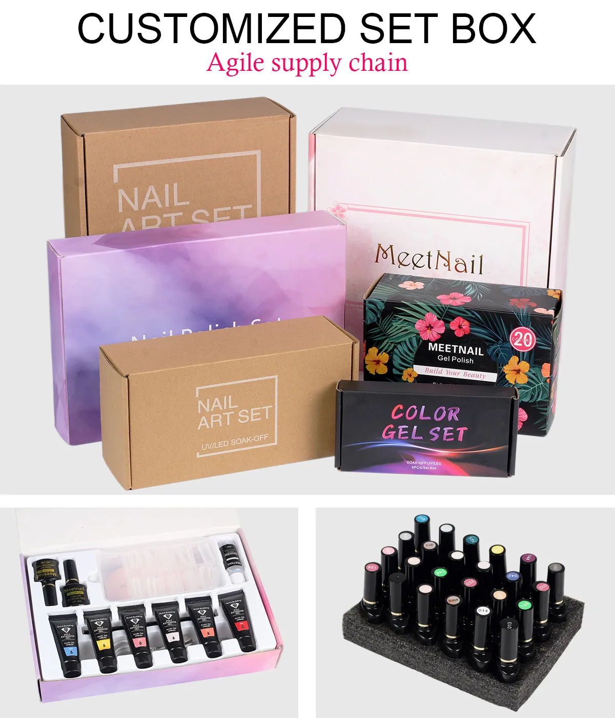 MEETNAIL gel nail polish 48W  Nail Lamp 10 Colors customization popular pastel color Gel Nail Polish Kit with UV Light