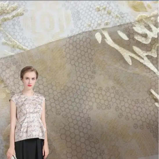 Шелковая полиэфирная ткань, многоцветная тканая шелковая шифоновая ткань, высококачественное женское платье, свадебное платье, модная ткань по индивидуальному заказу