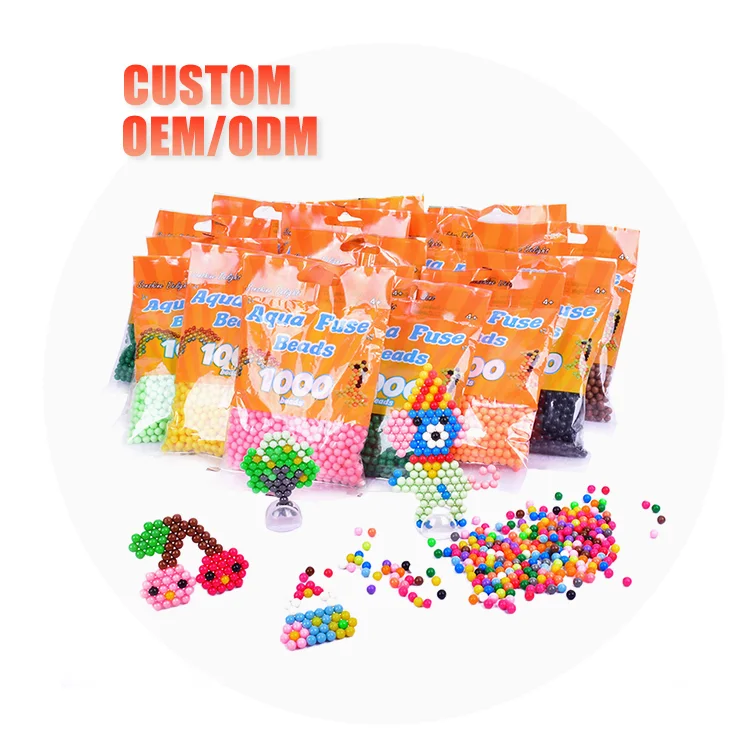 Wholesale Kids Diy Arts Crafts Colorful Water Sticky Fuse Beads 5mm Magic Perler Hama Fuse Beads