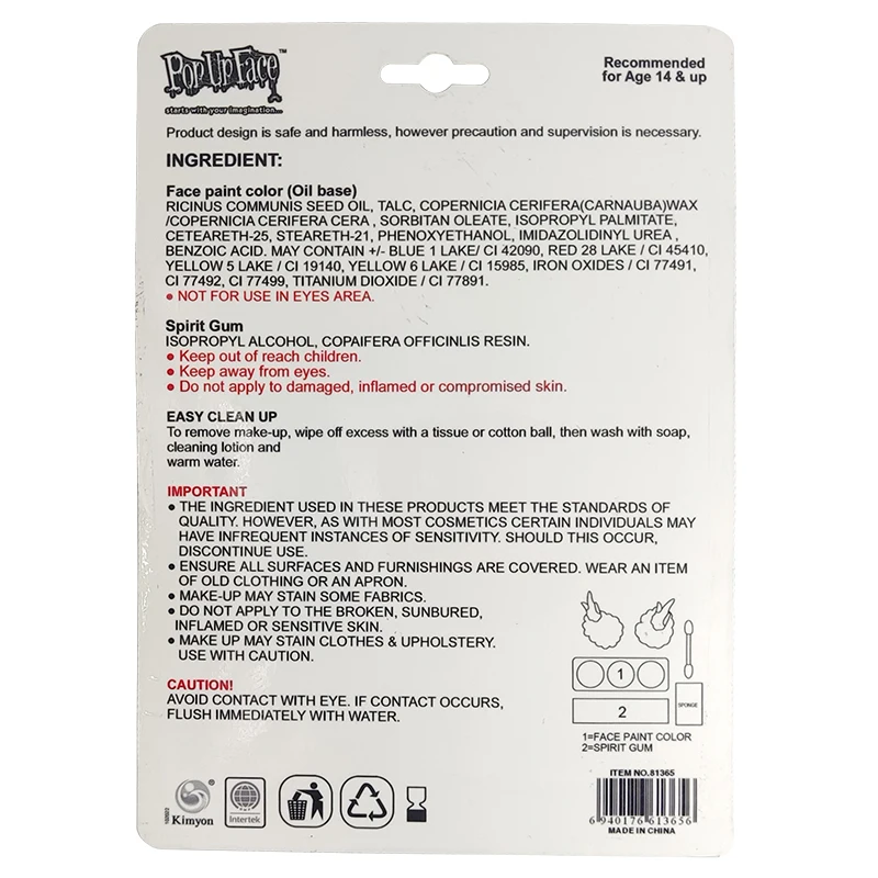 Halloween Family Makeup Kit Face Body Paint Water washable Neon color All-in-one Neon Kit  Soft rubber antler ornament