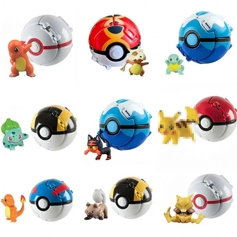Flip Pet Blast Poke-Ball Poke mon Action Doll Transforming Toy Jenny Turtle Little Fire Dragon Kid Gift