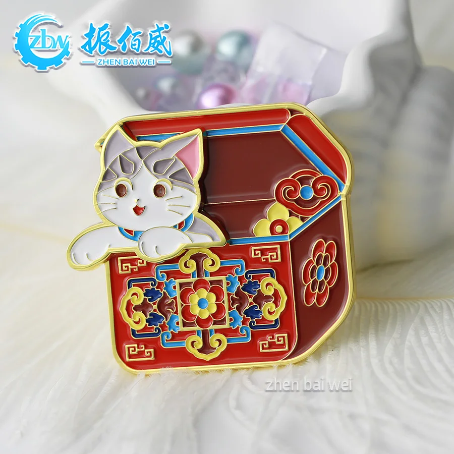 Hemeimei Cute Cat Museum Roller Soft Enamel Refrigerator Magnet Customized Metal Strong Magnet Refrigerator Customized